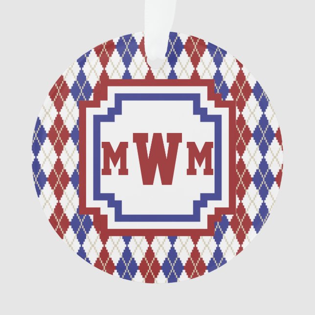 Americana Argyle Acrylic Ornament (Front)