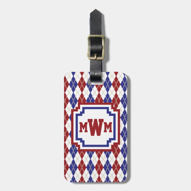 Americana Argyle Luggage Tag (Front Vertical)
