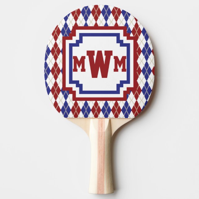 Americana Argyle Ping Pong Paddle (Front)