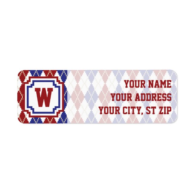 Americana Argyle Return Address Label (Front)