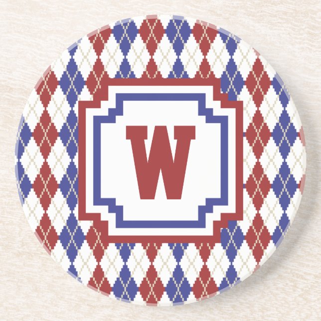Americana Argyle Sandstone Coaster (Front)