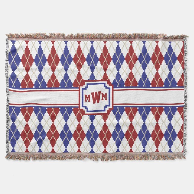 Americana Argyle Throw Blanket (Front)