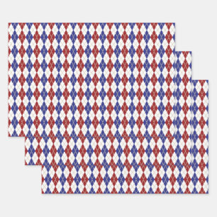 Americana Argyle Wrapping Paper Set