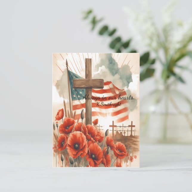 Americana Cross in Bloom Holiday Postcard (Standing Front)