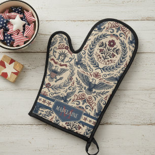 Americana Eagles Floral Stars & Stripes ID1298 Oven Mitt