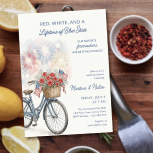 Americana Firework Red White & Blue Wedding Shower Invitation