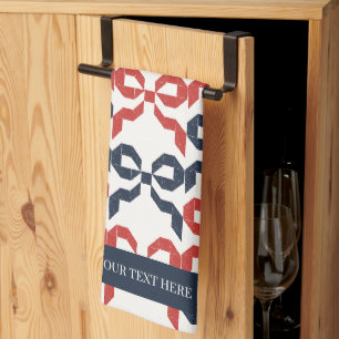 Americana Folk Art Bow Quilt Pattern Tea Towel