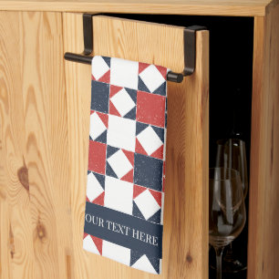 Americana Folk Art Star Quilt Pattern Tea Towel