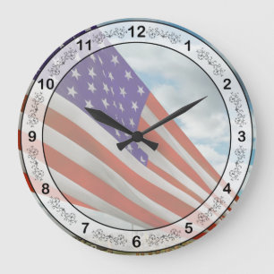Americana - Fort Hood TX - Unfolding the flag 1944 Large Clock