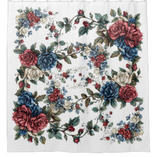 Americana Garden Patriot Roses Shower Curtain
