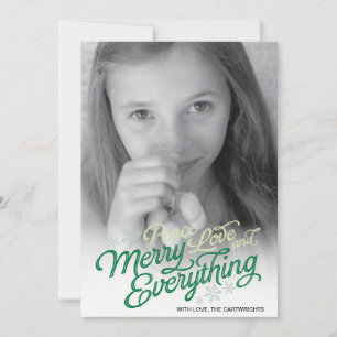 Americana Green Ribbon Script Holiday Photo Card