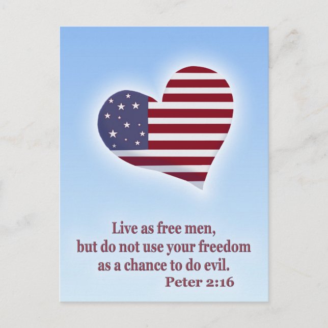 Americana Heart with Bible Verse Postcard (Front)