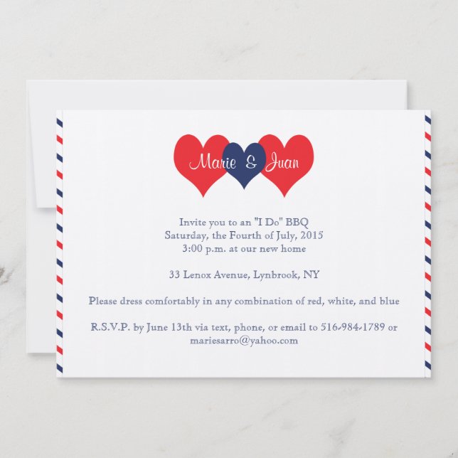 Americana Hearts Wedding Marie Juan Invitation (Front)