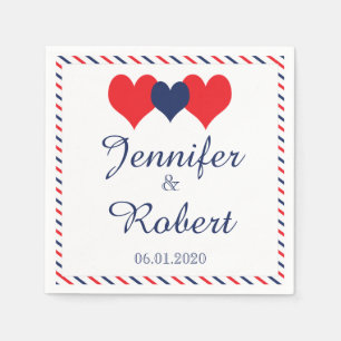 Americana Hearts Wedding Napkin