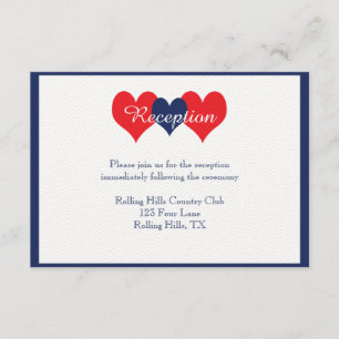 Americana Hearts Wedding Reception Enclosure Card