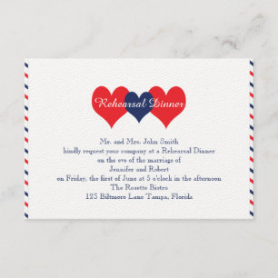 Americana Hearts Wedding Rehearsal Invitation