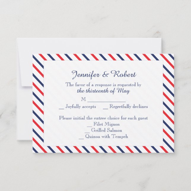 Americana Hearts Wedding Response Card (Front)