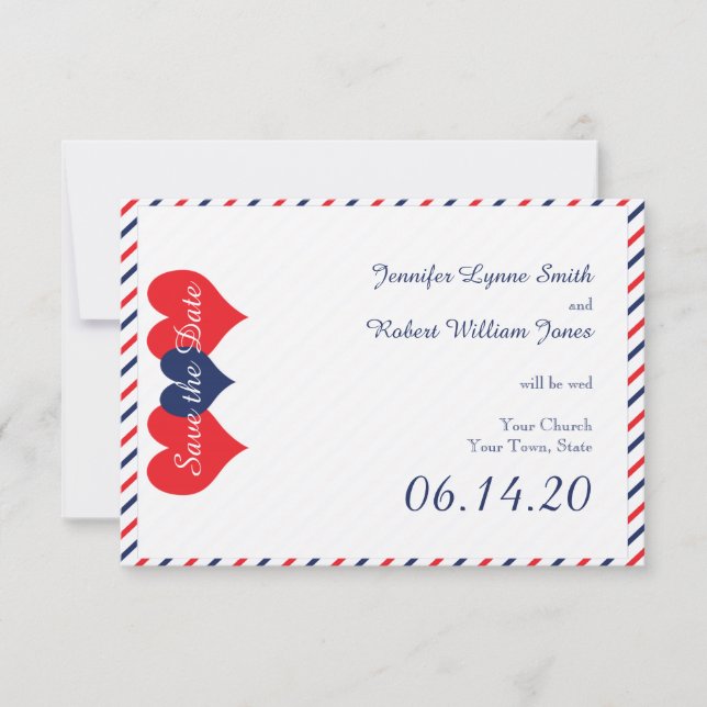 Americana Hearts Wedding Save the Date (Front)