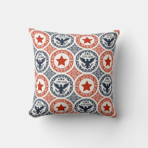 Americana Heritage Eagle Medallion -Navy Red Cream Cushion