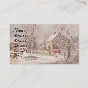 Americana Horse Sleigh Farm Animals Business Card
