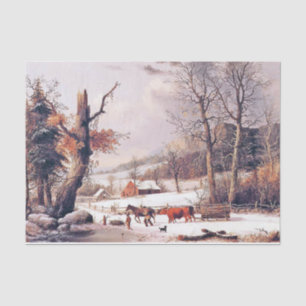 Americana Horse Sleigh Farmhouse Snow Tissue Paper