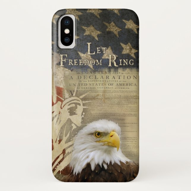 Americana Let Freedom Ring Bald Eagle Flag Case-Mate iPhone Case (Back)