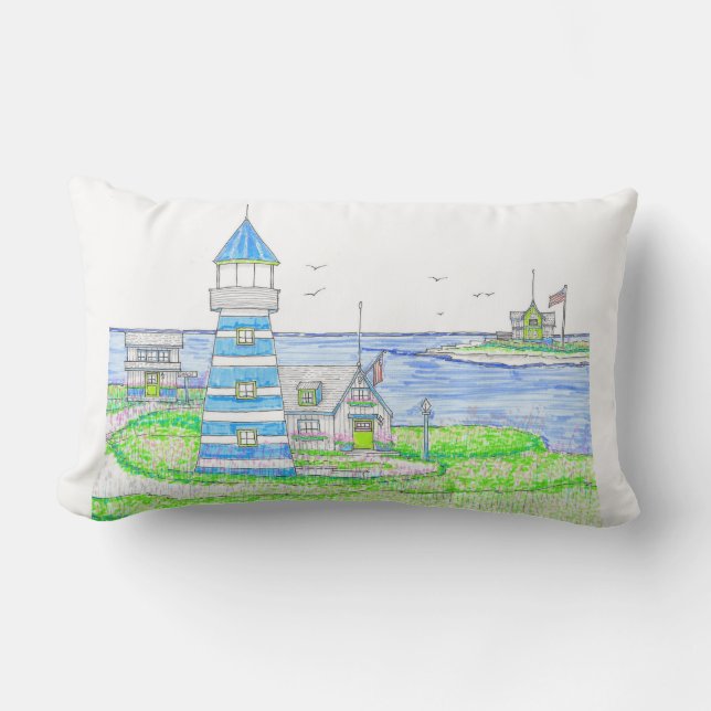 Americana Lighthouse 2; Lumbar Pillow (Front)
