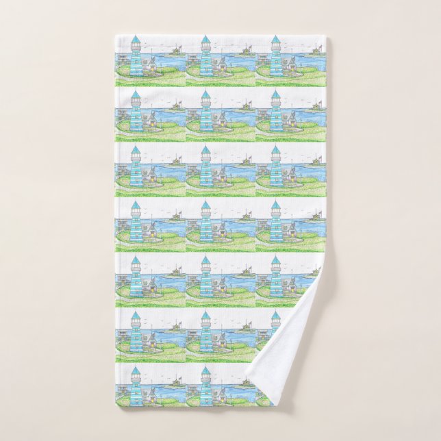 Americana Lighthouse Hand Towel (Hand Towel)