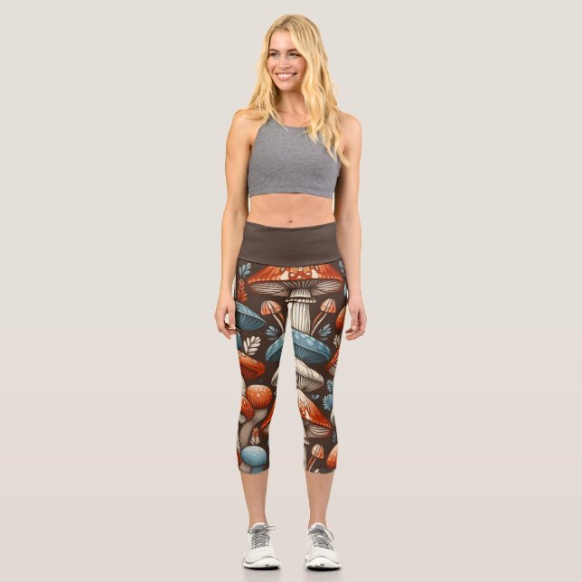 Americana Mushrooms Capri Leggings (Front)