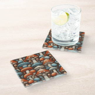 Americana Mushrooms Glass Coaster