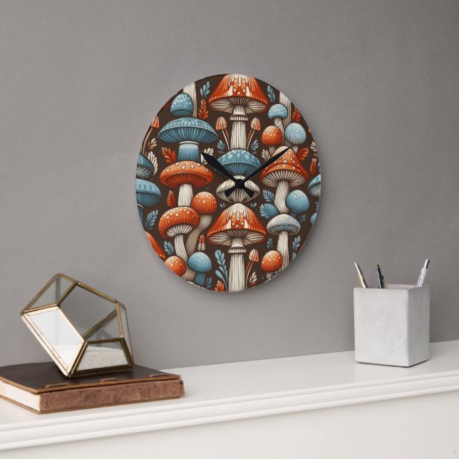 Americana Mushrooms Large Clock (Office)