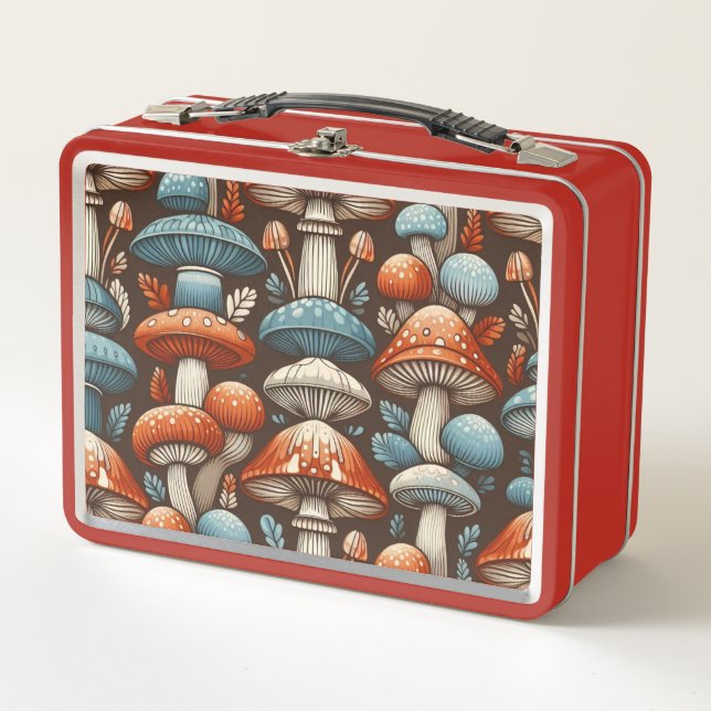 Americana Mushrooms Metal Lunch Box (Front)