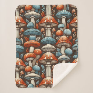 Americana Mushrooms Sherpa Blanket