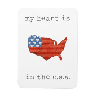 Americana   My Heart Is In The USA Map Magnet