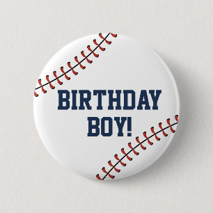 Americana Navy & Red Baseball Birthday Boy/Girl 6 Cm Round Badge