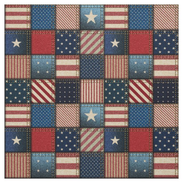 Americana Patchwork Image Fabric (Swatch)