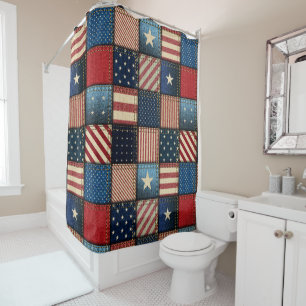 Americana Patchwork Image Shower Curtain