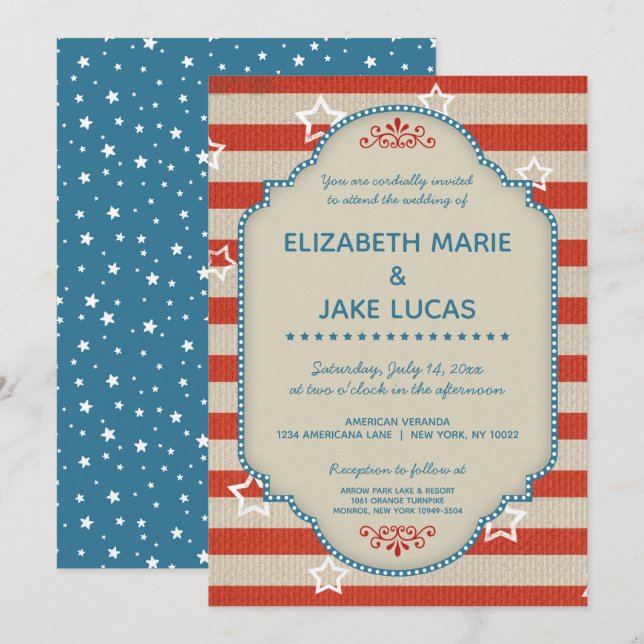 Americana Patriotic Wedding Invitation (Front/Back)