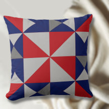 Americana Pinwheel Quilt Block Throw Pillow
