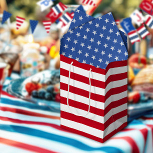 Americana Red And White Stripes  Medium Gift Bag