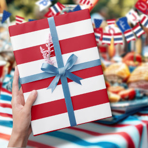 Americana Red And White Stripes Wrapping Paper Sheet