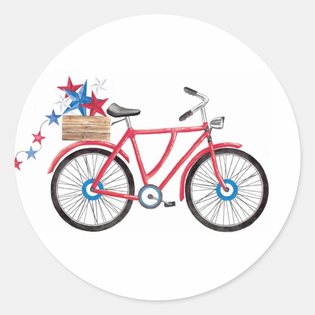 Americana Red Bike Classic Round Sticker (Front)