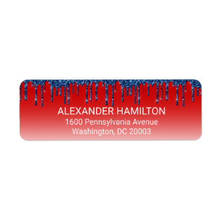 Americana Red Blue Glitter Drip Return Address