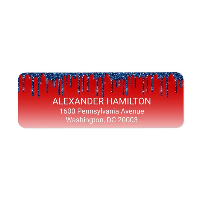Americana Red Blue Glitter Drip Return Address (Front)