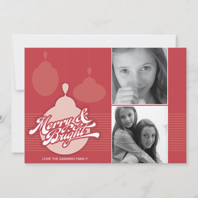 Americana Red Ornament Holiday Photo Card (Front)