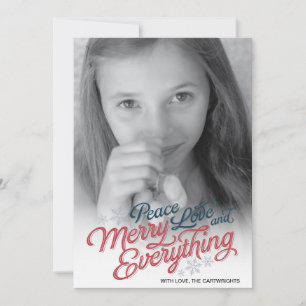 Americana Red Ribbon Script Holiday Photo Card