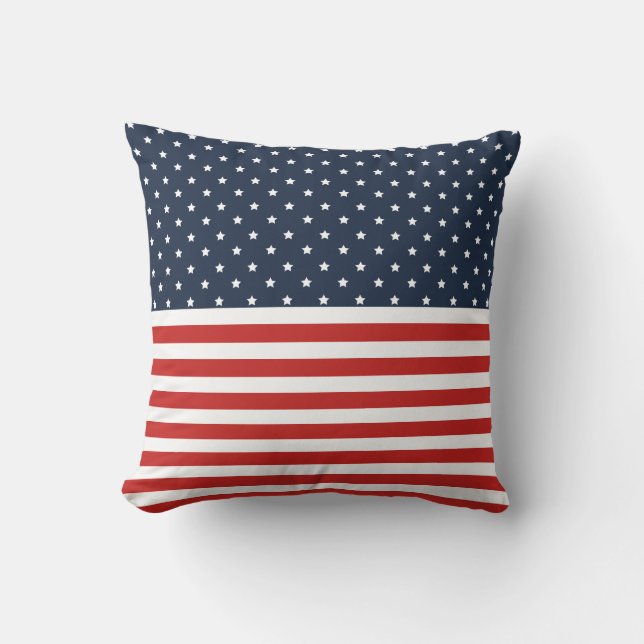 Americana Red White and Blue American Flag Cushion (Front)