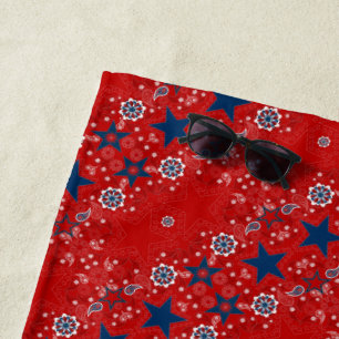 Americana Red, White, and Blue Bandanna Beach Towe Towel