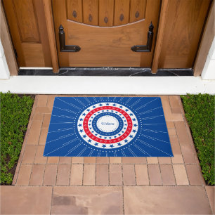 Americana Red, White, and Blue Stars Welcome Doormat