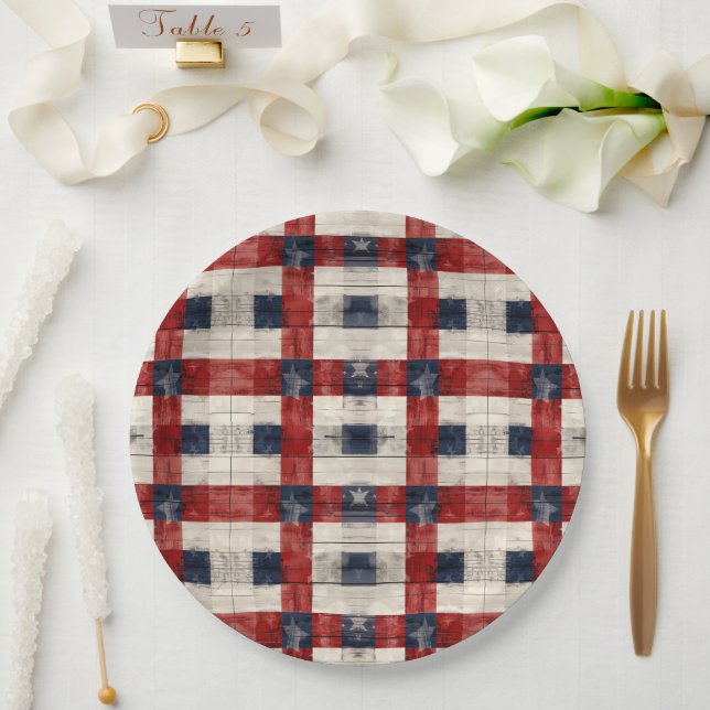 Americana Red White Blue Paper Plates (Wedding)
